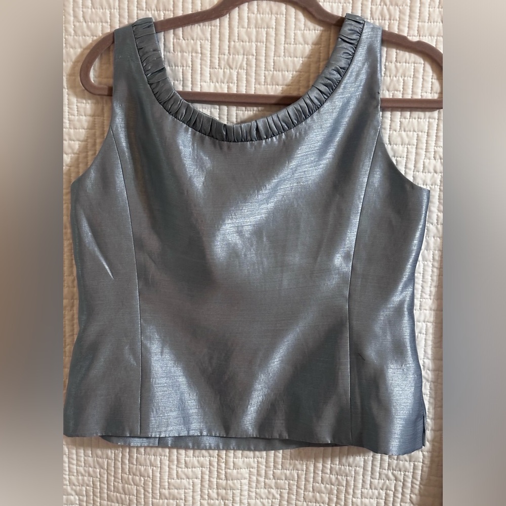 Metallic Light Blue Two-Piece Dress Suit - Picture 6 of 8
